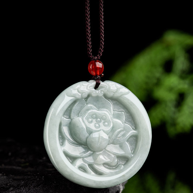 Buddha Stones en jade naturel sculpté en forme de fleur de lotus et de prospérité - image 4