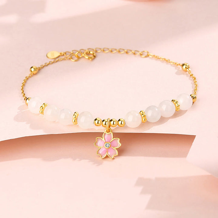 Bracelet de protection en argent sterling 925 et jade blanc Hetian Buddha Stones - Jade blanc (Protection ♥ Bénédiction) - image 0