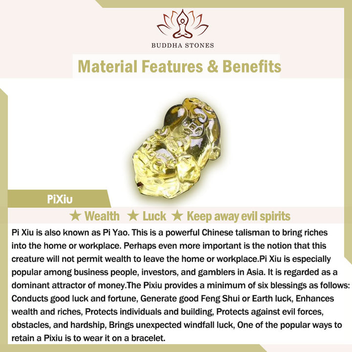 Bracelet de protection de richesse en citrine naturelle Pixiu Buddha Stones