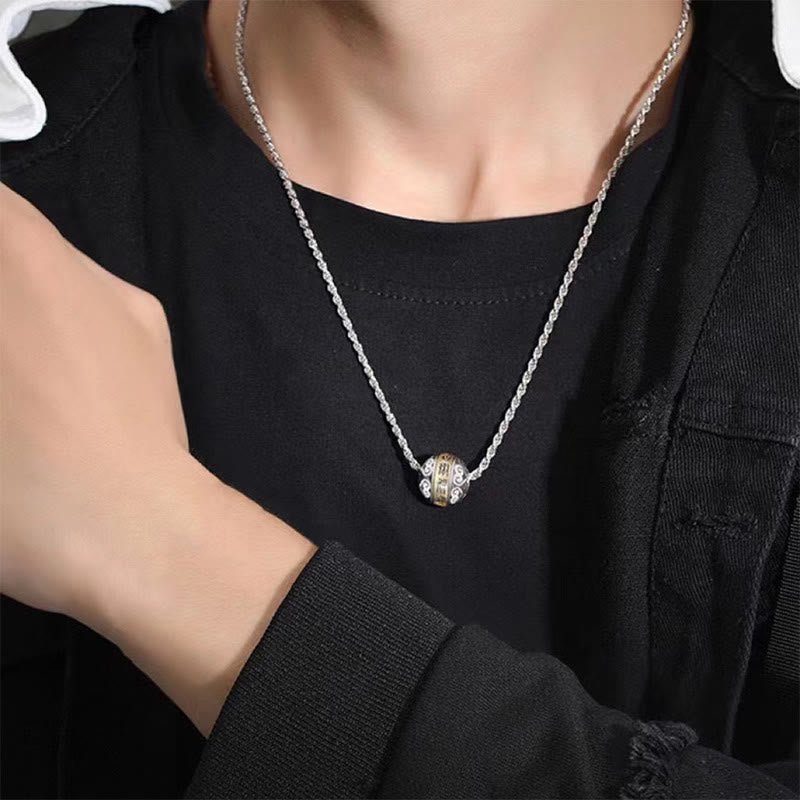 Collier pendentif rotatif en amulette gravée avec mantra taoïste à neuf caractères de Buddha Stones