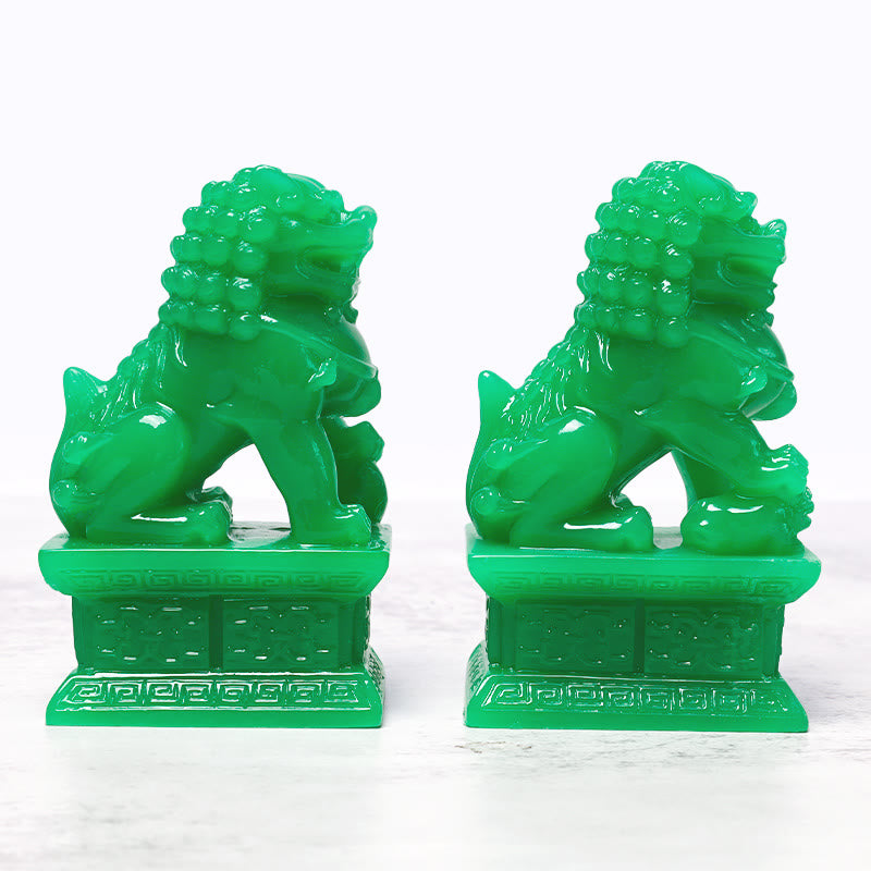 Paire de statues de lion gardien Fu Foo Dogs Wealth Prosperity Décoration de la maison
