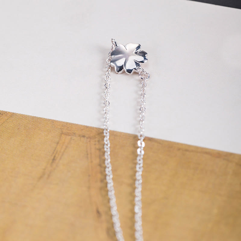 Bracelet chaîne de bénédiction en argent sterling 925 avec Buddha Stones et fleurs de cerisier - image 6