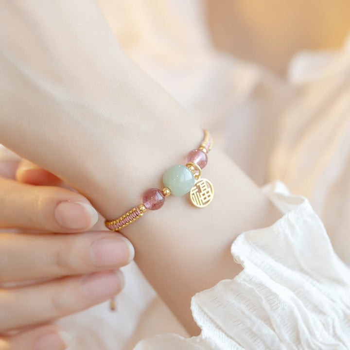 Bracelet en corde de confiance calme et agate rouge en jade et lotus avec Buddha Stones