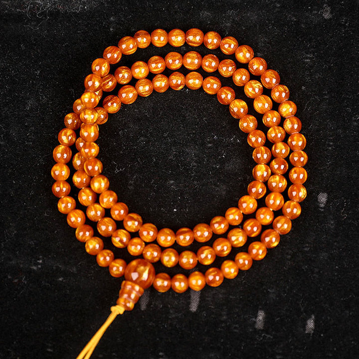 Bracelet Mala positif de réussite en saule de mer doré Buddha Stones