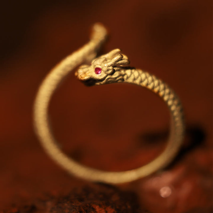 Bague ajustable en argent sterling 925 Buddha Stones , vintage, année du dragon, protection, force