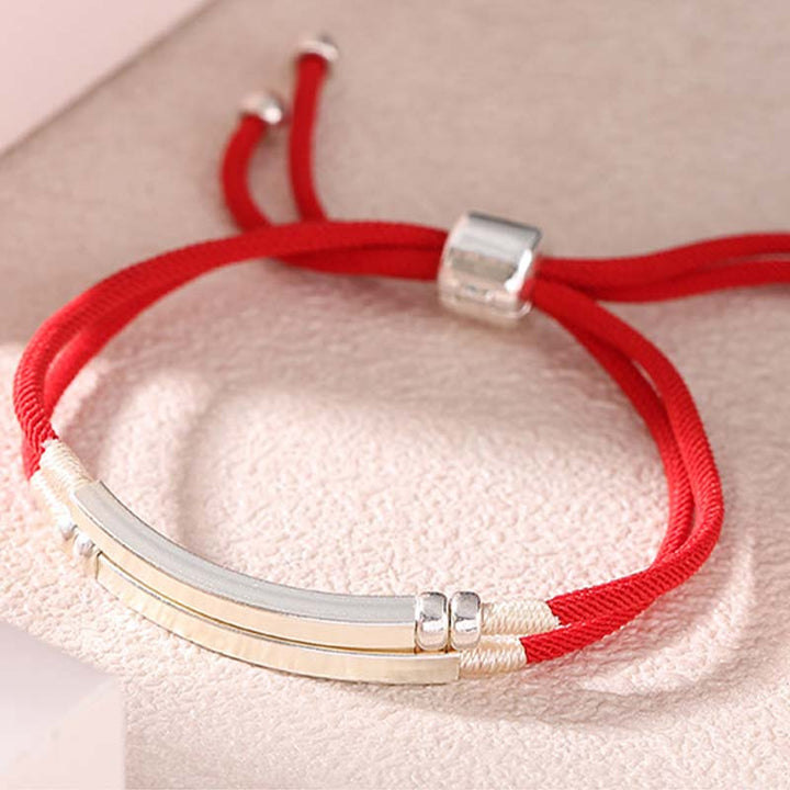 Bracelet tressé en argent sterling 925 avec cordon rouge et Buddha Stones