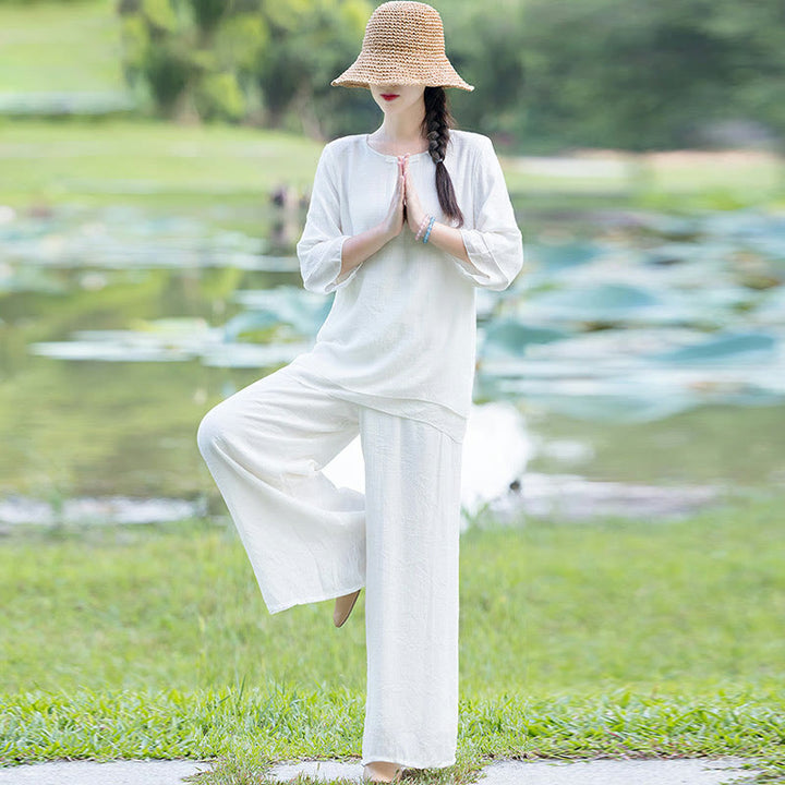 Ensemble de vêtements pour femme Tai Chi Méditation Prière Zen Spirituel Matin Pratique - image 1