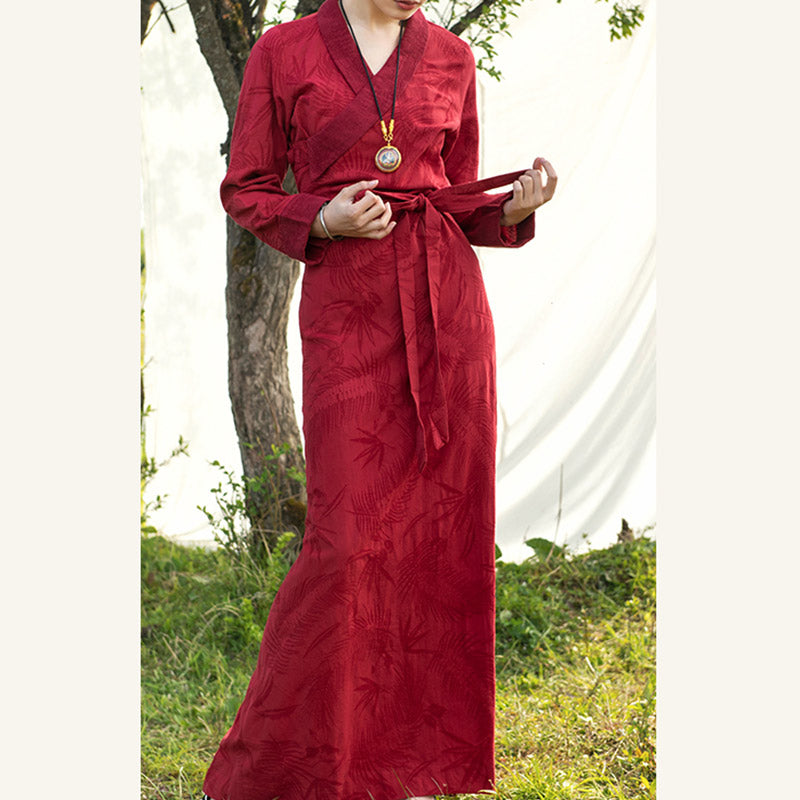 Robe tibétaine en Buddha Stones Vêtements Lhassa Robe longue portefeuille Robe longue Vêtements pour femmes