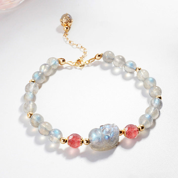 Bracelet de guérison PiXiu en pierre de lune et quartz Buddha Stones