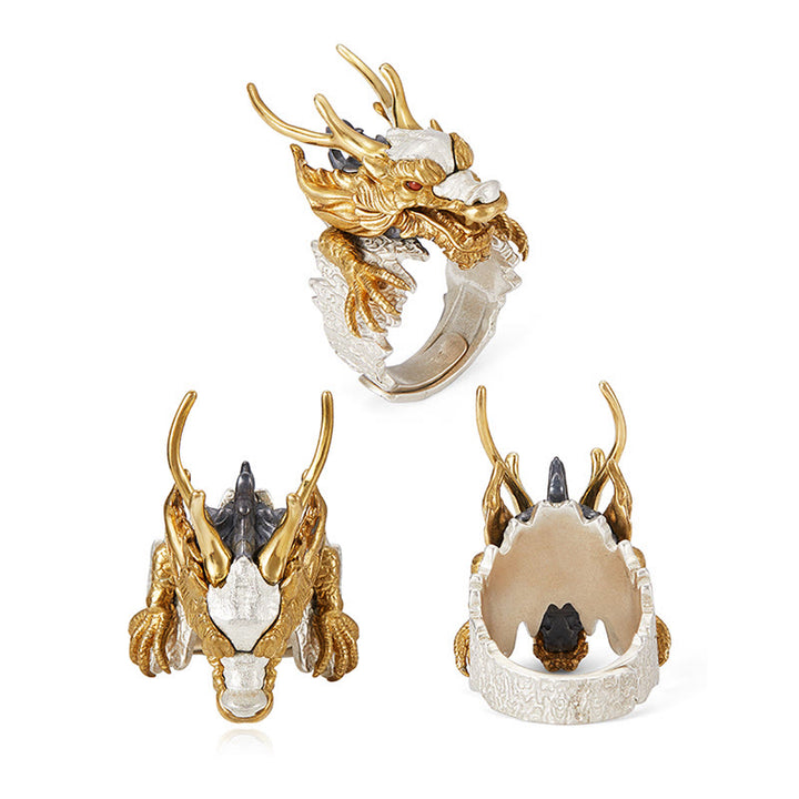 Pendentif bague réglable en argent sterling 925 Buddha Stones et dragon porte-bonheur et protection - image 10