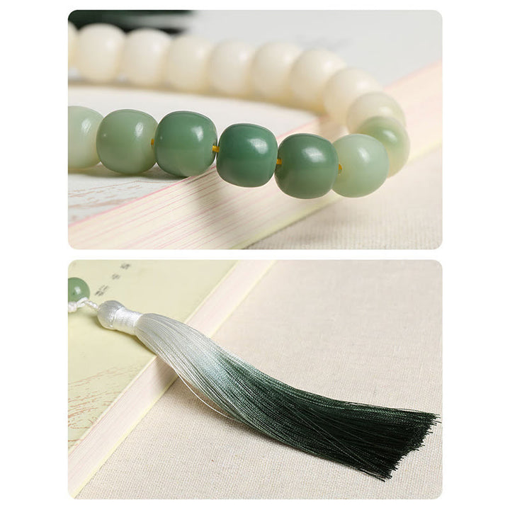 Buddha Stones Dégradé Naturel Graine de Bodhi Fortune Sac d'Argent Sagesse de Lotus Gland Poignet Mala