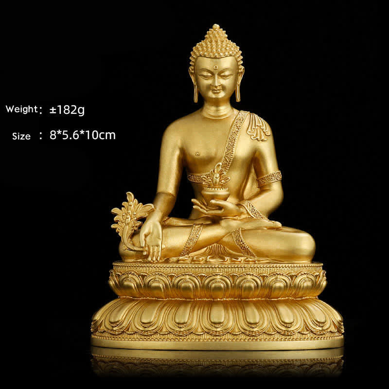Figurine de Bouddha de médecine Amitabha Shakyamuni Statue de sérénité en cuivre Décoration de la maison - Bouddha de la médecine de 10 cm - image 7