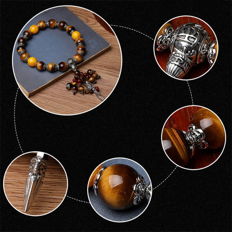 Bracelet de guérison en pierre d'agate rouge œil de tigre naturel, veine de dragon, Vajra Dorje, décoration de voiture