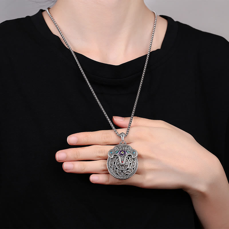 Collier pendentif en cuivre avec Buddha Stones et fleur de pivoine