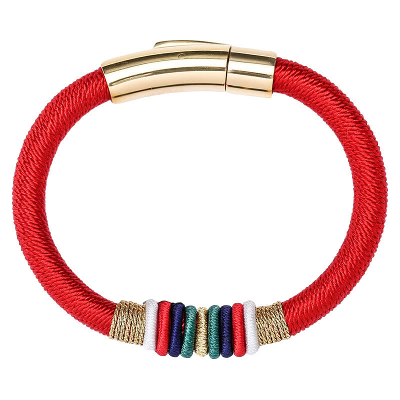 Bracelet tressé tibétain fait main en Buddha Stones avec nœud King Kong coloré et cinq éléments porte-bonheur