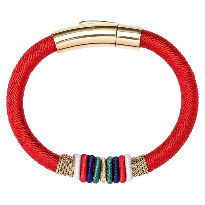 Bracelet tressé tibétain fait main en Buddha Stones avec nœud King Kong coloré et cinq éléments porte-bonheur