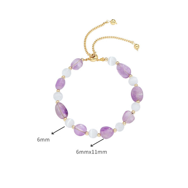 Bracelet de conscience spirituelle en cristal rose améthyste et quartz rutile noir