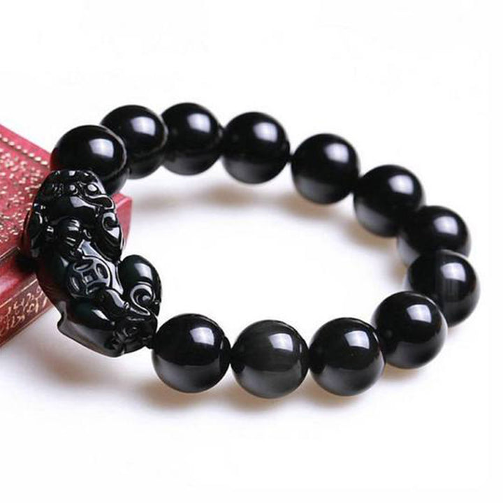 Bracelet de richesse en obsidienne FengShui PiXiu Buddha Stones
