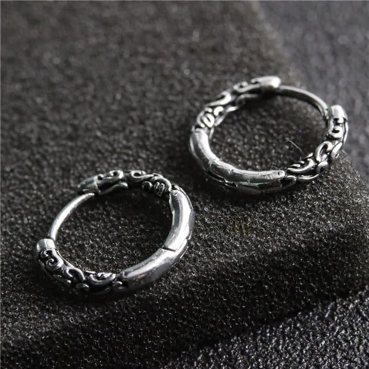 Boucles d'oreilles créoles celtiques vikings Buddha Stones en acier titane