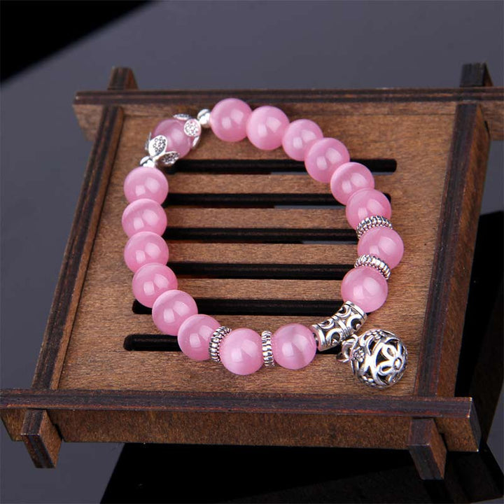 Bracelet porte-bonheur tibétain œil de chat Buddha Stones