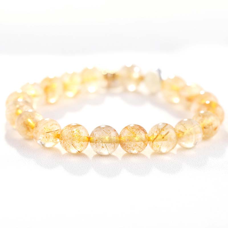 Bracelet porte-bonheur et breloque lune en citrine