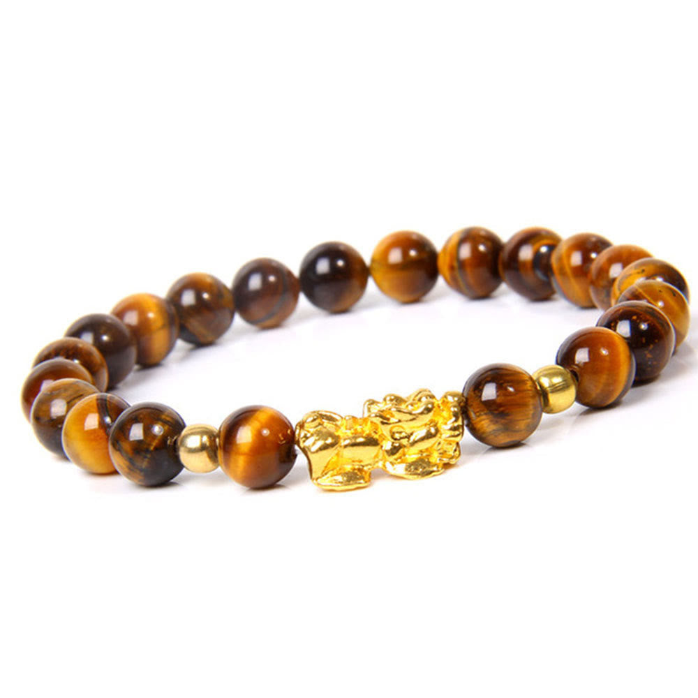Bracelet Feng Shui en obsidienne Pixiu porte-bonheur Buddha Stones - Œil de tigre (Tour de poignet : 15-16 cm) - image 3