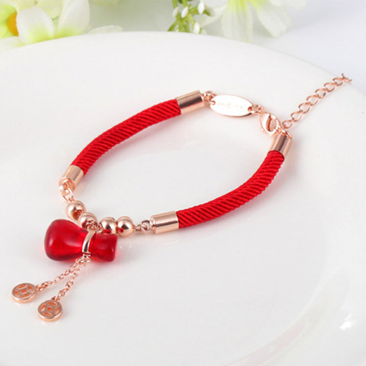 Bracelet en corde rouge et agate rouge Buddha Stones et attracteur de richesse
