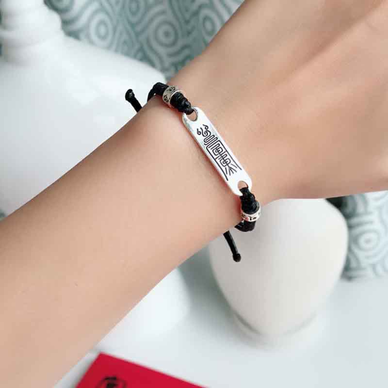 Bracelet tressé en argent sterling 925 Buddha Stones et ficelle rouge