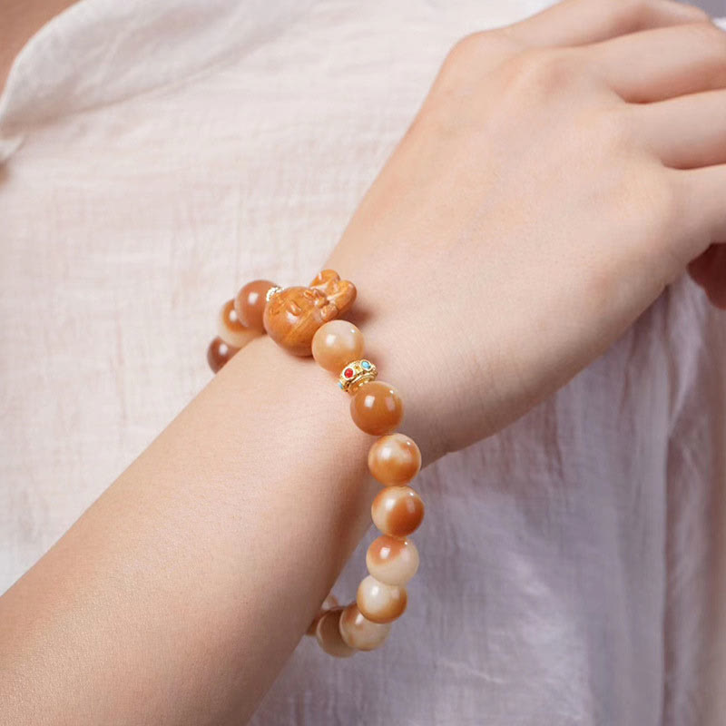 Bracelet de paix en forme de lapin avec de jolies graines de Bodhi naturelles et des Buddha Stones