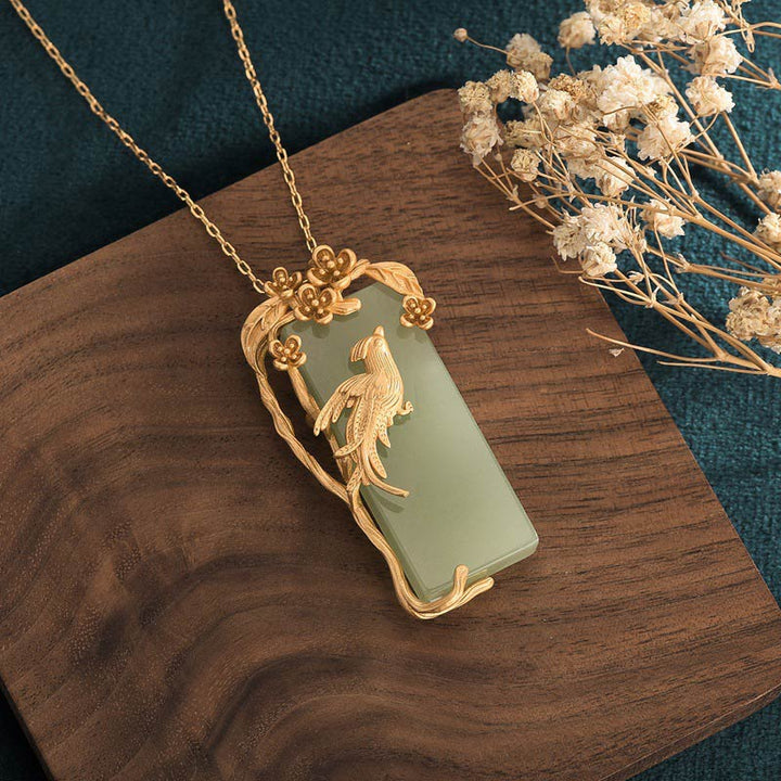 Collier pendentif équilibre en aventurine verte naturelle