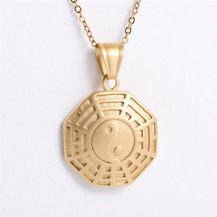 Collier pendentif en acier titane Bagua Yin Yang Balance - image 3