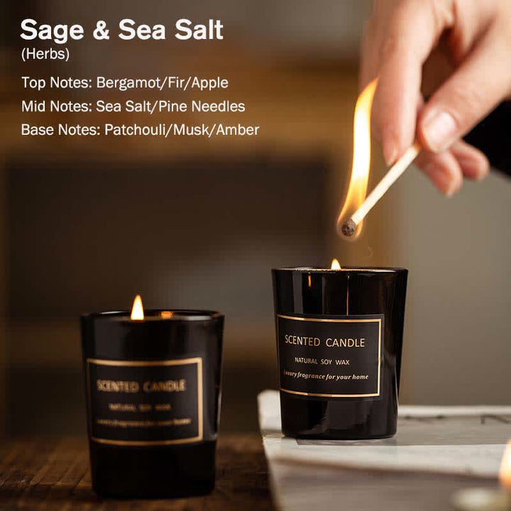 Bougie parfumée à la cire de soja et à l'aromathérapie avec parfum de poire et de freesia Blue Bell - Sauge et sel marin (herbes) - image 8