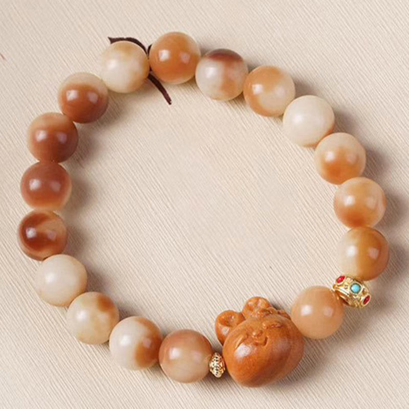 Bracelet de paix en forme de lapin avec de jolies graines de Bodhi naturelles et des Buddha Stones