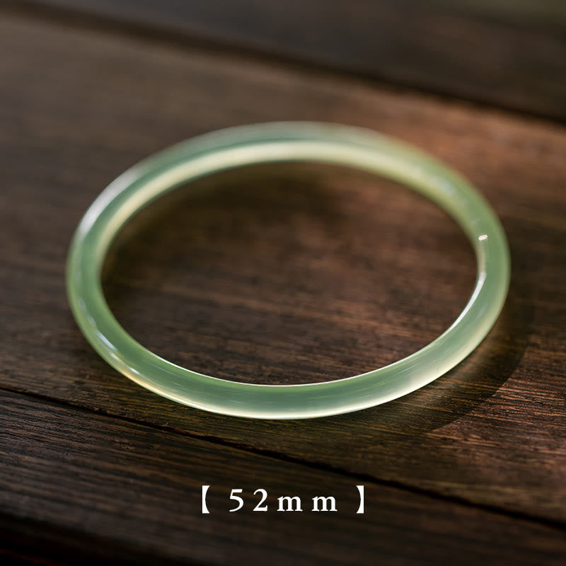 Bracelet manchette force courage en calcédoine verte naturelle Buddha Stones