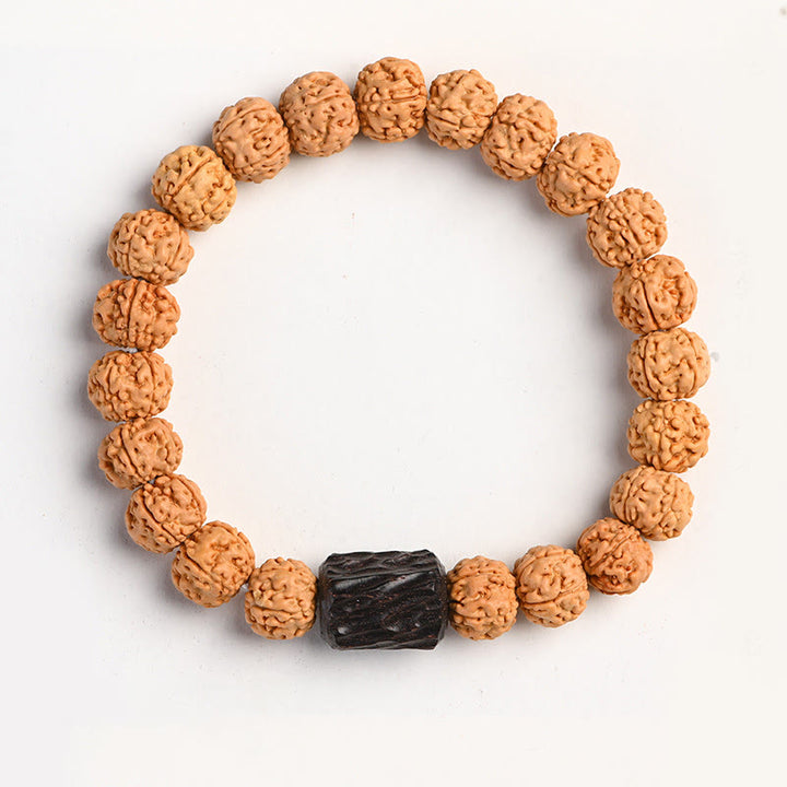 Bracelet de richesse et de bon augure en Buddha Stones tibétaines Rudraksha Bodhi Seed