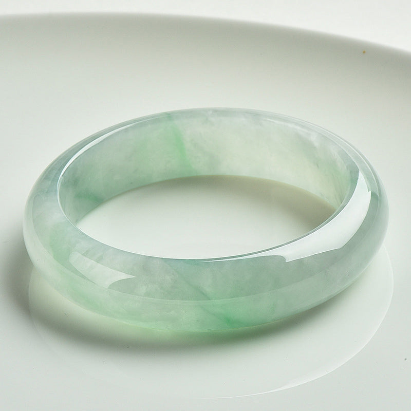 Bracelet jonc en jade naturel Buddha Stones pour la prospérité, la richesse et la chance - 63-64 mm - image 0