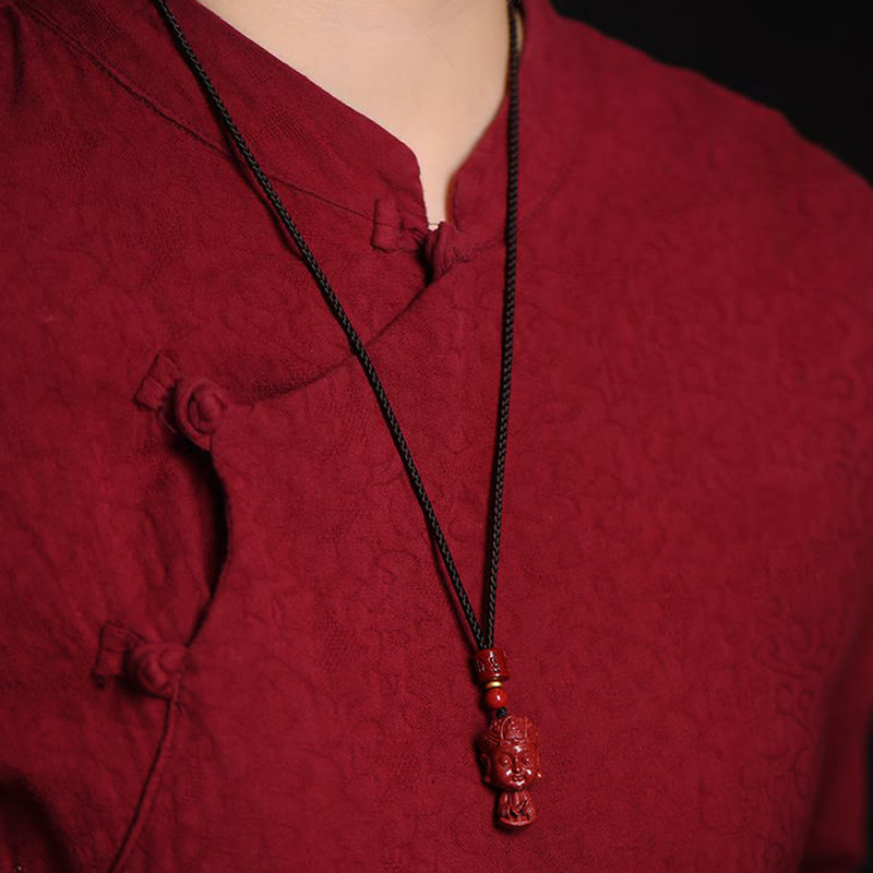 Buddha Stones Zodiaque chinois Bouddha natal Amulette en cinabre naturel Collier pendentif éloignant les mauvais esprits