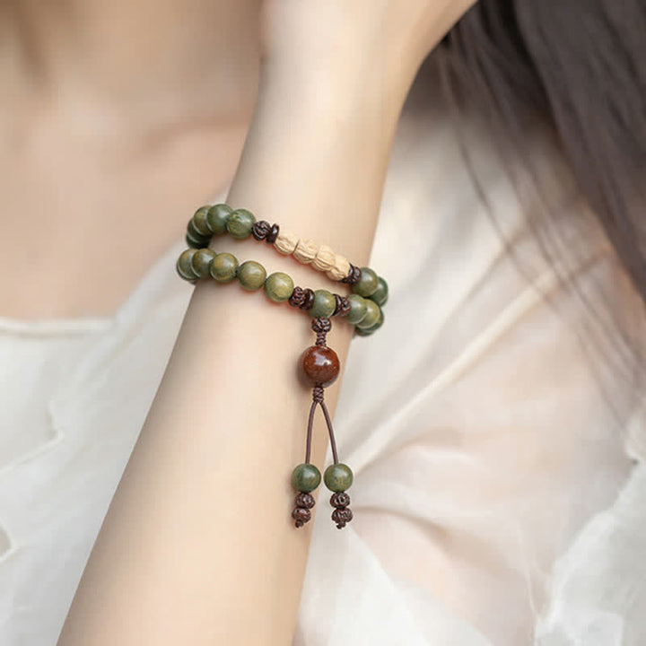 Bracelet de paix positive en bois de santal vert