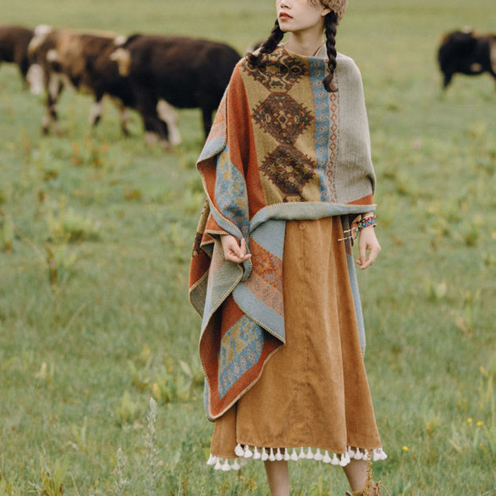 Écharpe châle tibétain à motifs de diamants avec Buddha Stones - image 4