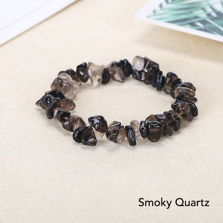 Bracelet apaisant et chaleureux en pierre de cristal de forme irrégulière naturelle - Quartz fumé (Tour de poignet : 15-18 cm) - image 15