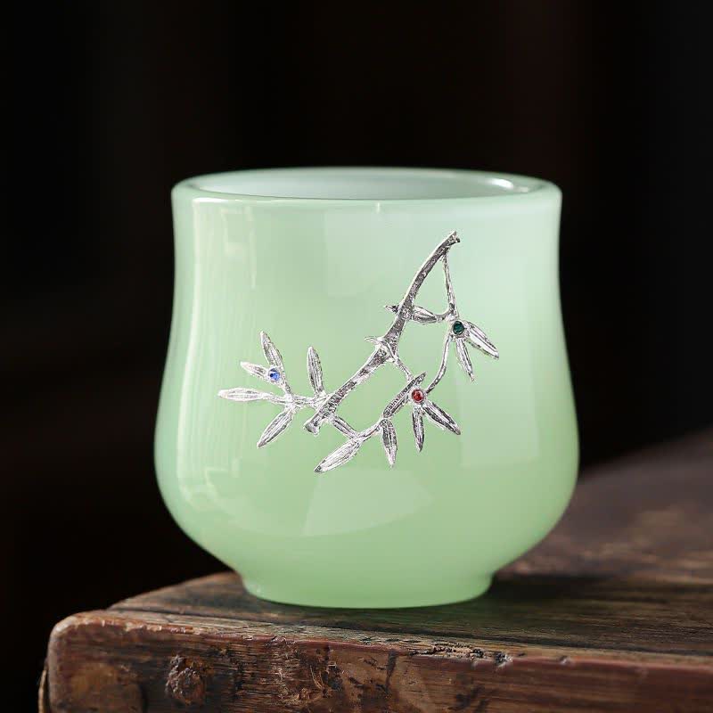 Tasse à thé en céramique Buddha Stones Lotus Dragon Phoenix Flower