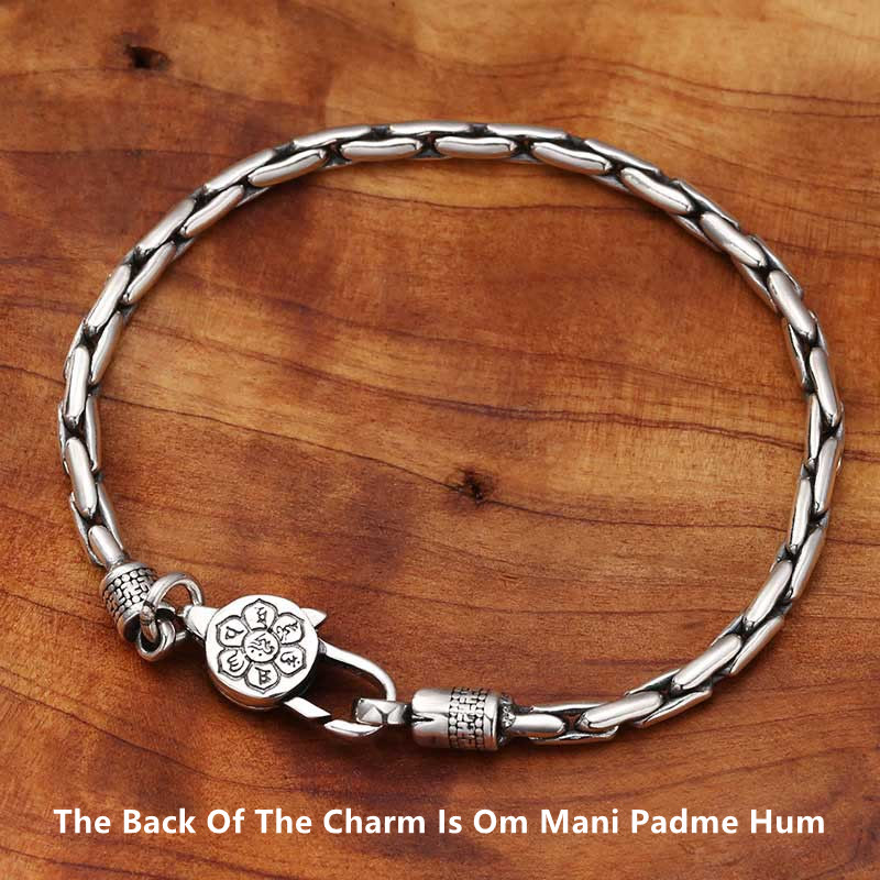 Buddha Stones tibétaines Double Dorje Om Mani Padme Hum bouddha croix gammée Vajra Bracelet de force