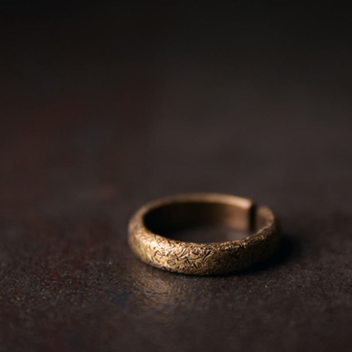 Bague de couple porte-bonheur en cuivre au design texturé vintage tibétain