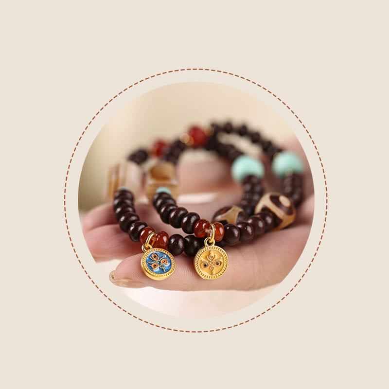 Bracelet en perles de Bodhi violettes naturelles du Tibet Buddha Stones et perles Dzi Dieu de la richesse et de la sagesse
