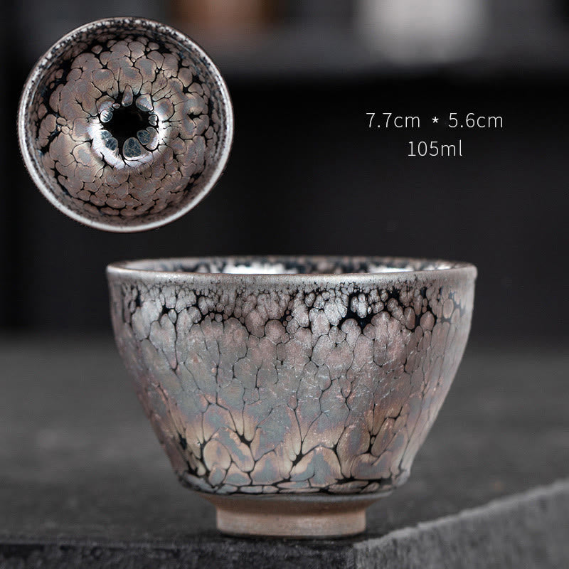 Tasse à thé en céramique chinoise Jianzhan Buddha Stones et fleurs de cerisier faites à la main Motif Sakura