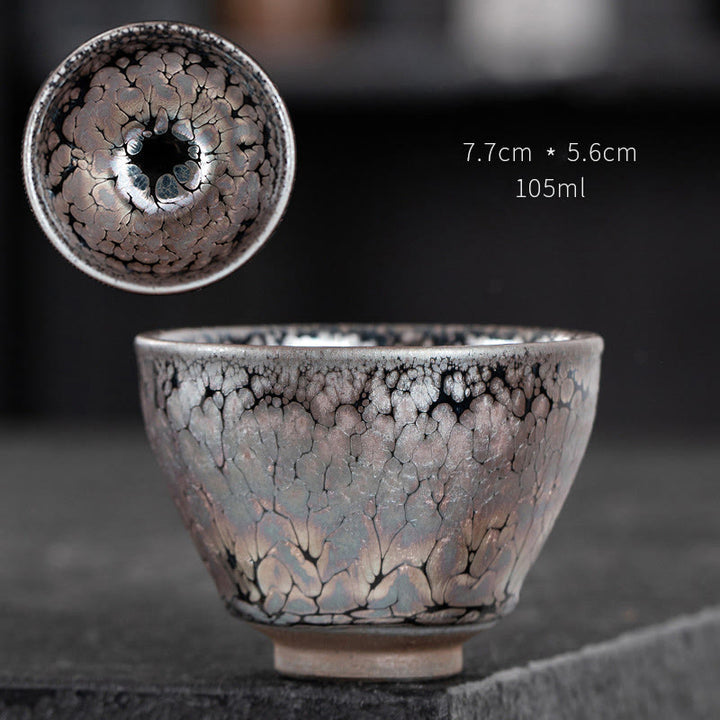 Tasse à thé en céramique chinoise Jianzhan Buddha Stones et fleurs de cerisier faites à la main Motif Sakura