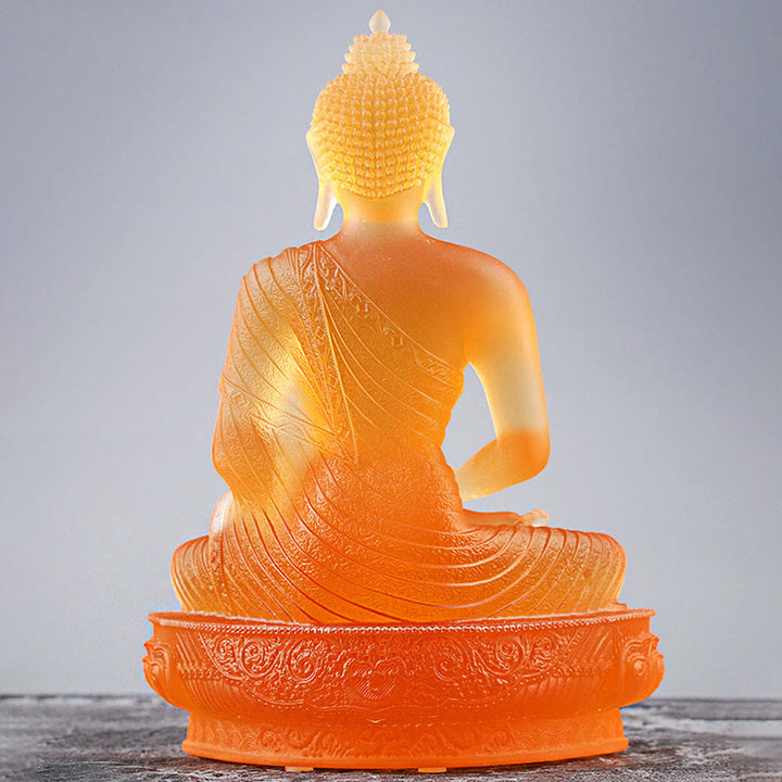 Buddha Stones Figurine de Bouddha faite à la main Pièce d'art Liuli Statue de sérénité Décoration d'offrande pour la maison