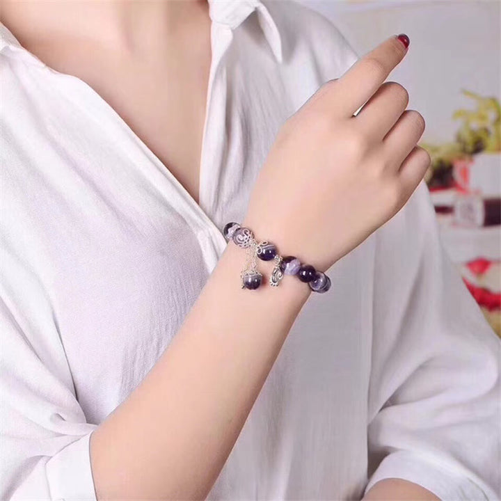 Bracelet à breloques en forme de cœur Buddha Stones en argent sterling 925 et améthyste naturelle - image 4