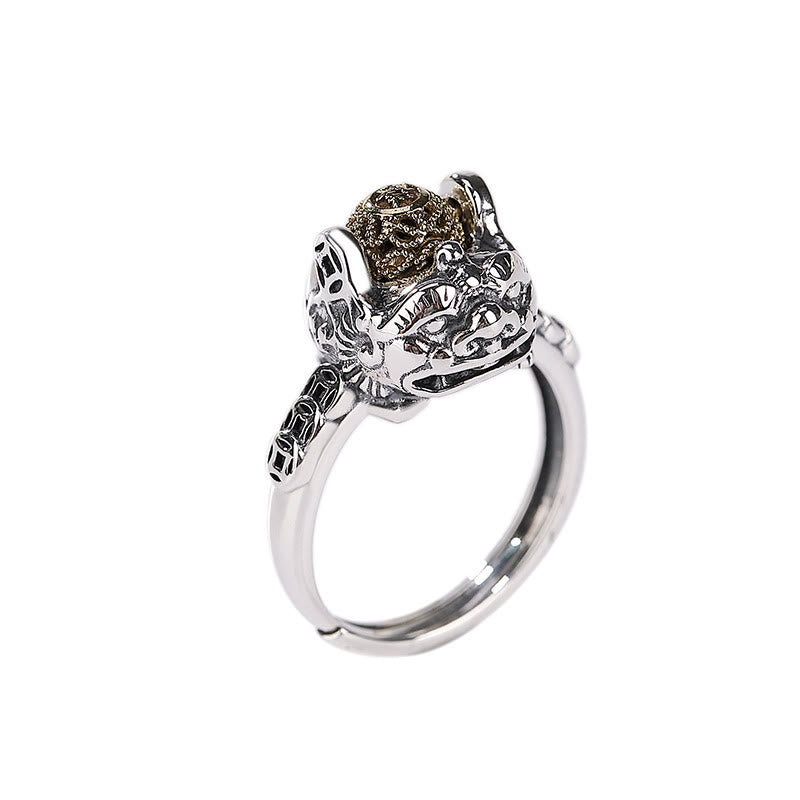 Bague ajustable en argent sterling 925 avec pièce de cuivre PiXiu et pierres de Buddha Stones - image 6