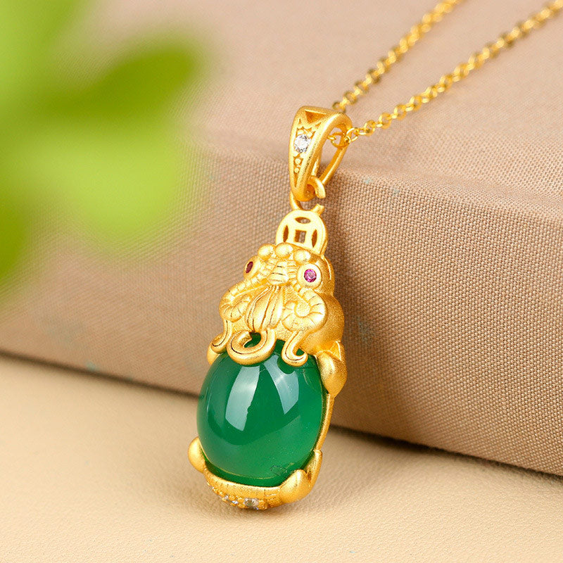 Collier d'équilibre PiXiu en jade naturel Buddha Stones